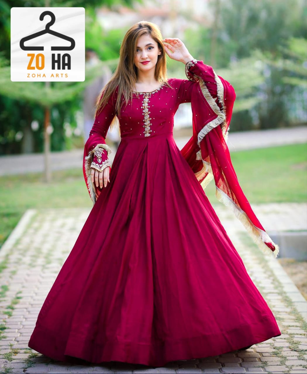 Chiffon Zari Embroidery with Perals Maxi 3 Pcs For Girls and Women