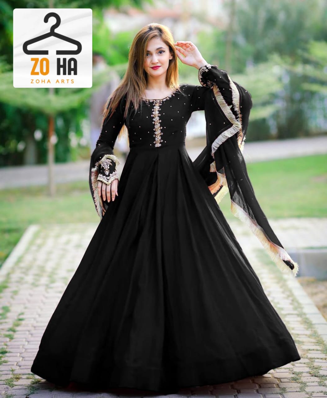Chiffon Zari Embroidery with Perals Maxi 3 Pcs For Girls and Women