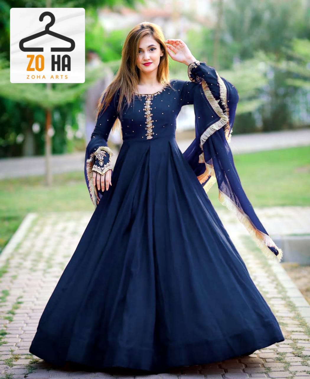 Chiffon Zari Embroidery with Perals Maxi 3 Pcs For Girls and Women